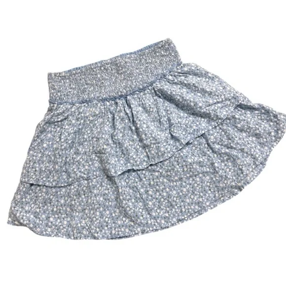 Hollister Blue Floral Ruffle Mini Skirt Large - Picture 2 of 8